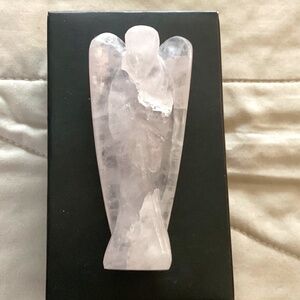 NIB - Genuine Rose quartz, hand carved angel. Just over 3” tall.